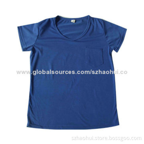 Women's V-neck Royal Plain T-shirt with Left Pocket Design, Super Soft and Comfortable